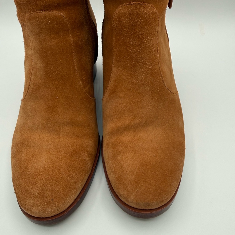 Tory Burch Marsden Tan Suede Booties | Classic Ankle Boots with Block Heel SZ 10 - Picture 5 of 16